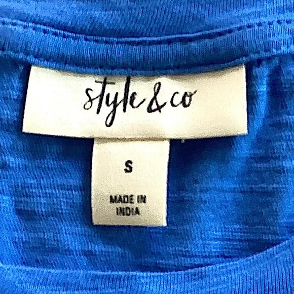 Style and Co. Womens Blue Cotton Slub T Shirt, S - Picture 2 of 2